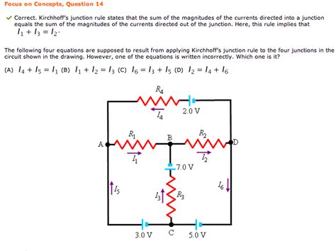 Solved Correct Kirchhoffs Junction Rule States That The