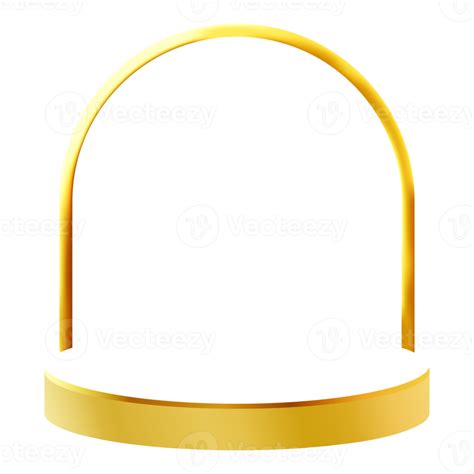 White And Gold 3D Podium With Golden Arch Perfect For Product Display