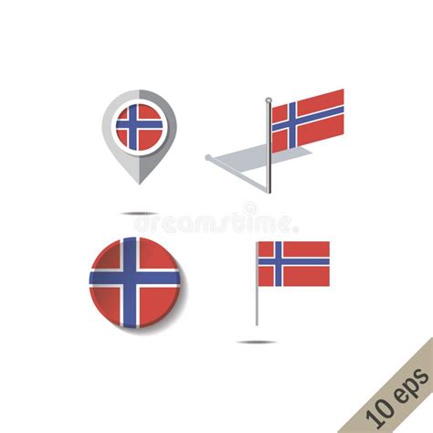 Norway Map And Flag Set Stock Vector Illustration Of Norwegian