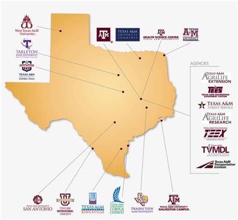 Texas Universities Map - Texas A&m University System Map PNG Image ...