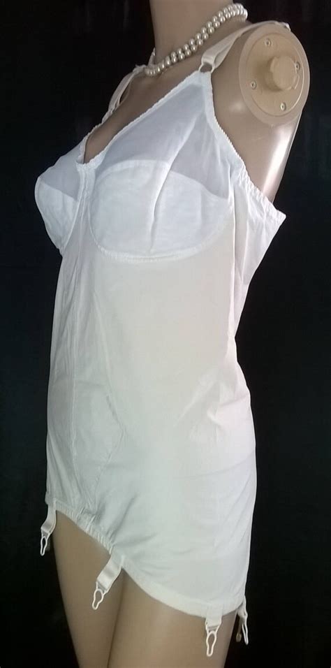 Items Similar To Vintage Corselette Cream Girdle With Four Garters