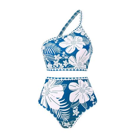 Taiaojing Women High Cut Bikini Sets Vintage Print Monokini Bikini