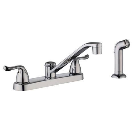 Glacier Bay Constructor 2 Handle Standard Kitchen Faucet With Side Sprayer In Chrome Hd67099