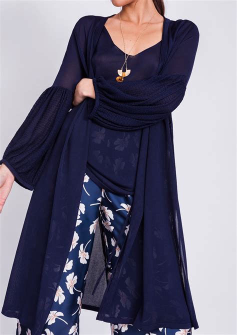 Long Navy Blue Cardigan