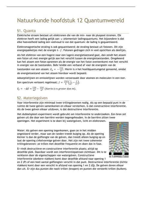 Samenvatting Natuurkunde Nova Hoofdstuk Quantumwereld Natuurkunde