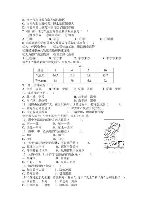 2023 2024学年人教版八年级上册地理期末复习练习题（含答案） 21世纪教育网