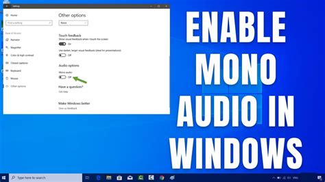 How To Enable Mono Audio In Windows 10 YouTube