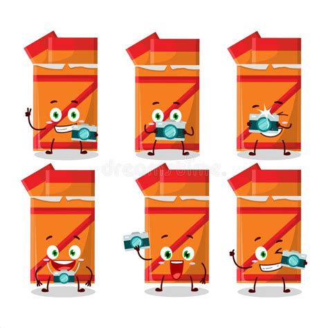 Photographer Profession Emoticon With Orange Bubble Gum Cartoon