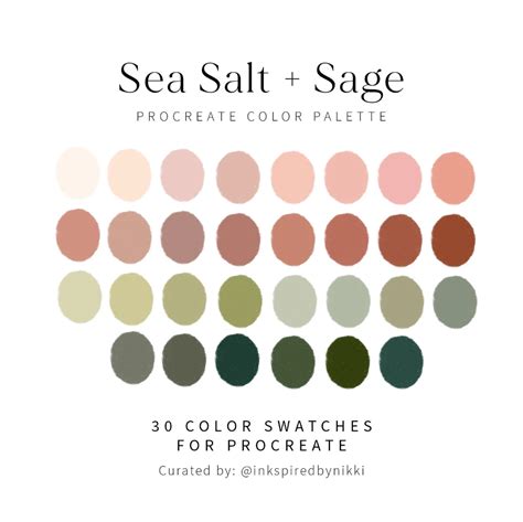 Sea Salt Sage Procreate Color Palette Color Swatches Etsy Artofit