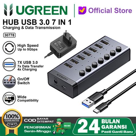 Jual UGREEN HUB USB 3 0 Splitter 7 IN 1 LED 12V Charging Transfer