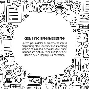 Genetic Engineering Icons And Lettering On A Poster With Doodles Vector