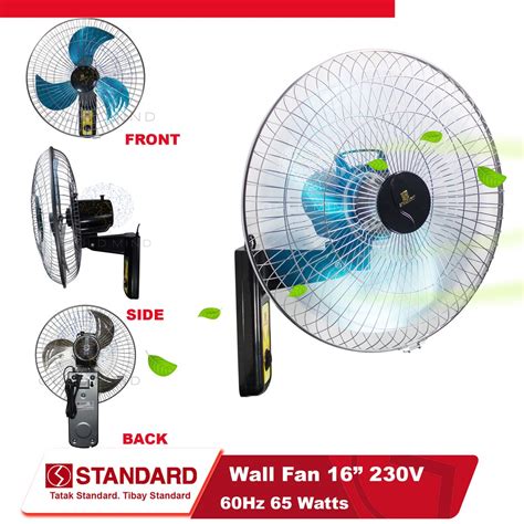 Standard Electric Fan Wall Fan 16 Inches Metal Fan Blade Yellow