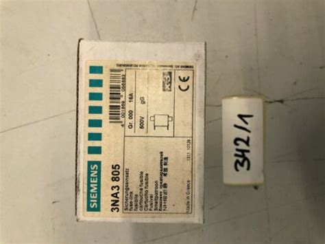Siemens 3NA3805 3NA3 805 16A NH 000 Sicherungseinsatz 500V | eBay