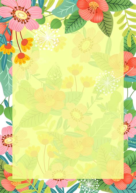 Beautiful Summer Floral Color In Shades Of Yellow And Green Page Border ...