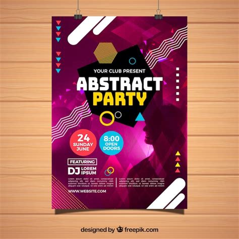 Free Vector Abstract Party Poster Template With Geometric Shapes