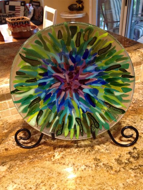 10 Inch Bowl Utilizing Opaque And Translucent Scrap On A 2 Layer Clear Circle Slumped Into