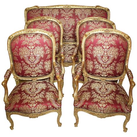 French Louis XVI Style 19th Century Giltwood Carved Three Piece Salon