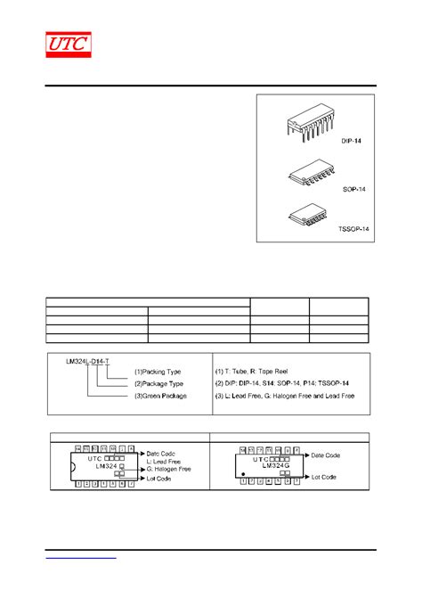 LM324G S14 R Datasheet 1 5 Pages UTC QUAD OPERATIONAL AMPLIFIERS