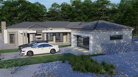 an artist's rendering of a house with a car parked in front of it