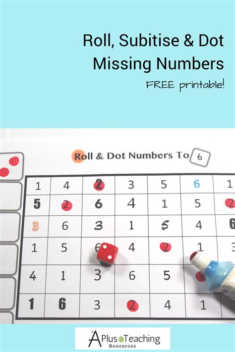 Roll And Dot Numbers Math Activity Free Subitzing Game