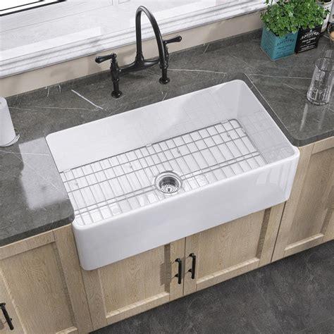 Getpro In Rectangular Apron Front Farmhouse Sink Single Bowl White