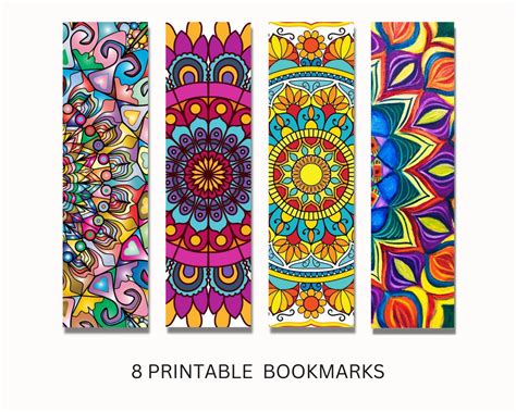 Printable Bookmarks Set Of Mandala Bookmarks Digital Bookmark