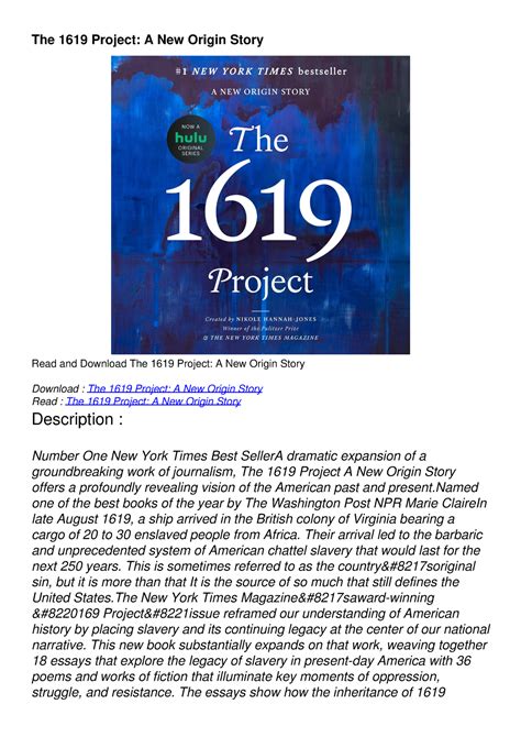 PDF The 1619 Project A New Origin Story The 1619 Project A New