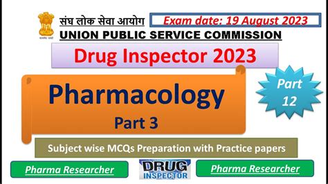 Pharmacology Mcqs Part Upsc Drug Inspector Preparation August