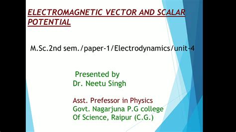 Electromagnetic Vector And Scalar Potential Youtube