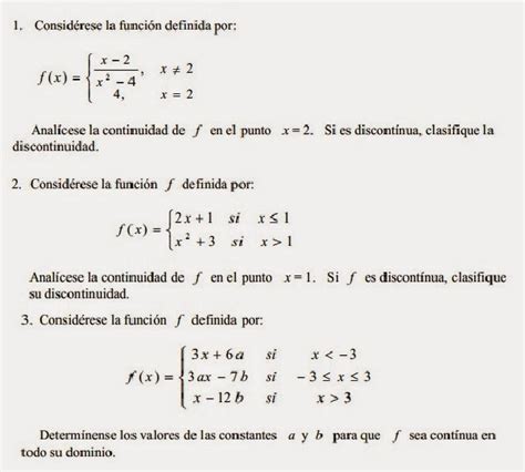 Gu A De Ejercicios De L Mites Y Continuidad De Funciones Do