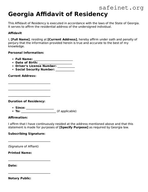 Free Georgia Affidavit of Residency PDF Template ≡ SafeInet