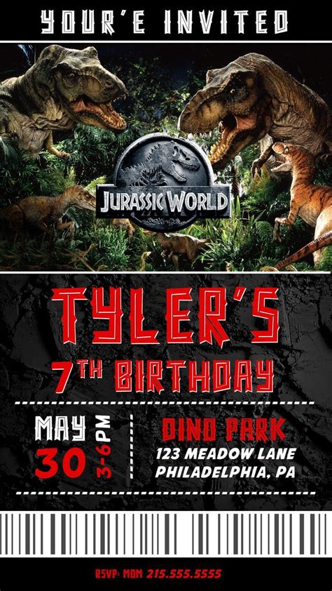 Jurassic World Birthday Invitation Jurassic World Party Jurassic World Invite Jurassic Park