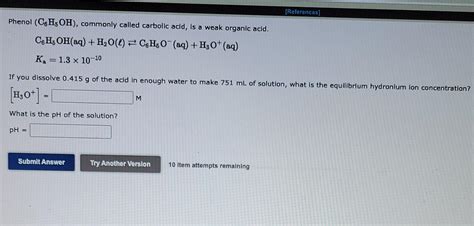 Solved References Phenol C H Oh Commonly Called Chegg