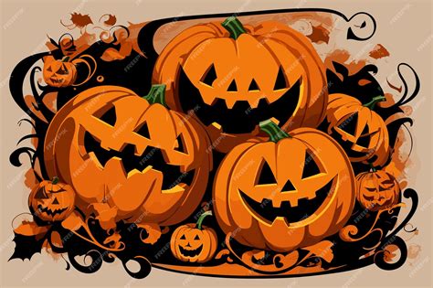 Premium Vector Vector Art Halloween Witch Pumpkin Spider Illustration