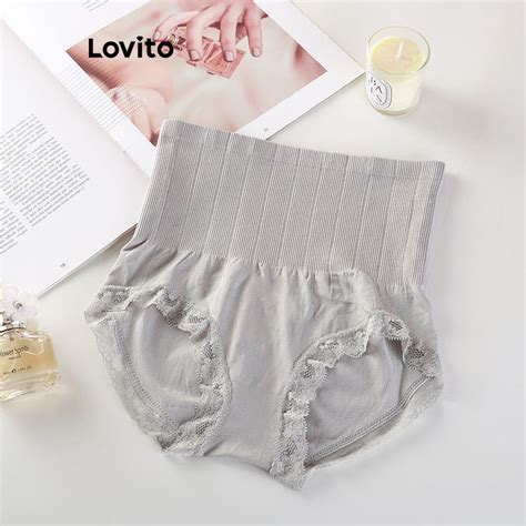 Lovito Calcinha Casual De Renda Lisa Para Mulheres LNE66292 Shopee Brasil