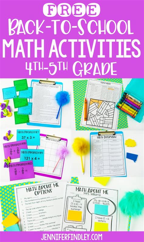 Free Back To School Math Activities Teaching With Jennifer Findley