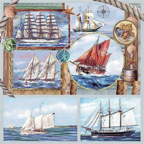 Lot De Serviettes En Papier D Coupage Collage Cm Ambiance Maritime