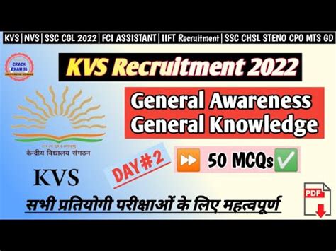 Kvs General Awareness Kvs Recruitment Day Junior