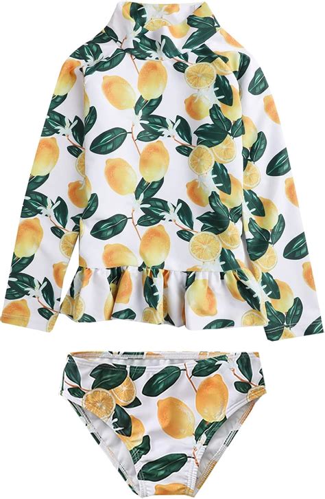 WEIMEY 2PCS Trajes de Baño para Niñas Conjunto Manga Larga Bikini Cortos Proteccion Solar Lindo