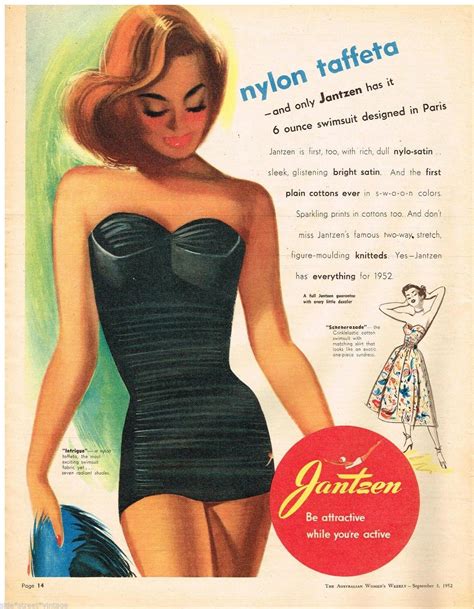 Australian Vintage Advertising Jantzen Swimsuit Ad Taffeta 1950s Original Ad Australian