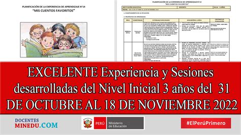 EXCELENTE Experiencia y Sesiones desarrolladas del Nivel Inicial 3 años