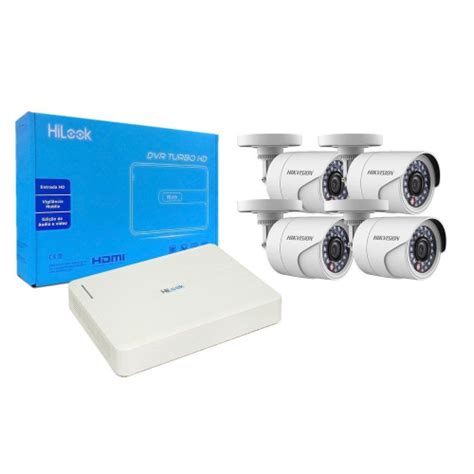 Kit cftv Hikvision 4 Câmeras Bullet 720p e dvr Hilook HD 4 Canais no