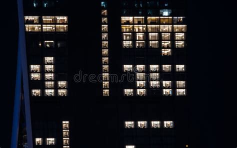 Lights on a Skyscraper at Night Stock Illustration - Illustration of ...