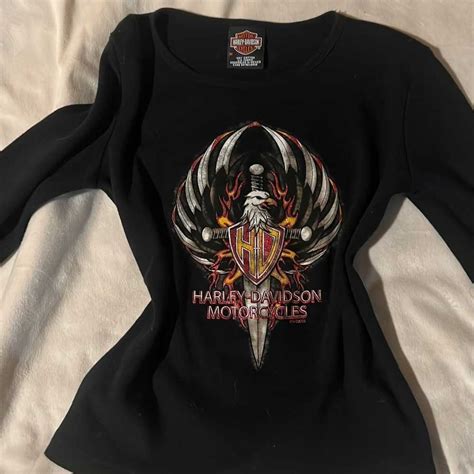 Vintage 2000s Harley Davidson Longsleeve Womens Shirt Gem