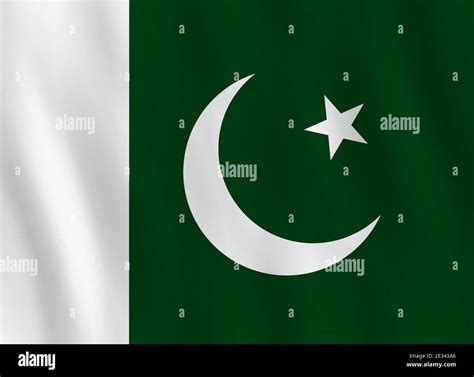 Pakistan Flag With Waving Effect Official Proportion Stock Vector