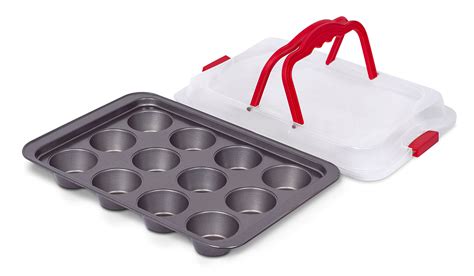 Internet’s Best Cupcake Baking Pan with Lid and Handles | 12 Cup | Non ...