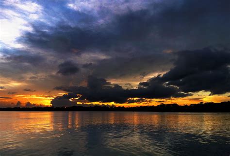 Sunset over the cloudy river image - Free stock photo - Public Domain ...