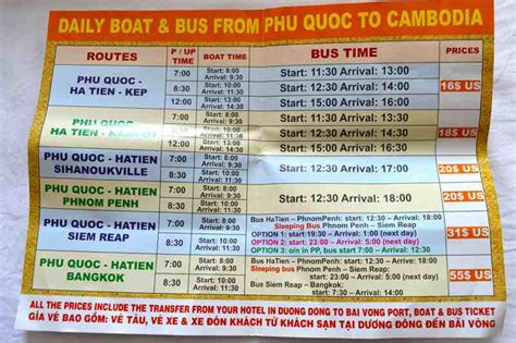 Boat And Bus Schedules Phu Quoc Vietnam Travelfooddrink