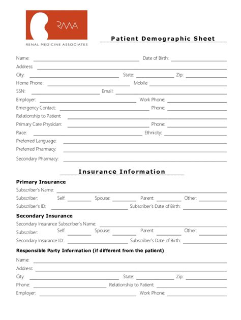 Fillable Online Patient Demographic Sheet Insurance Information Fax Email Print Pdffiller