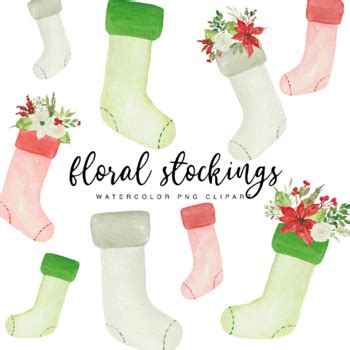 Watercolor Flower Christmas Stockings Transparent PNG Clipart By Emily